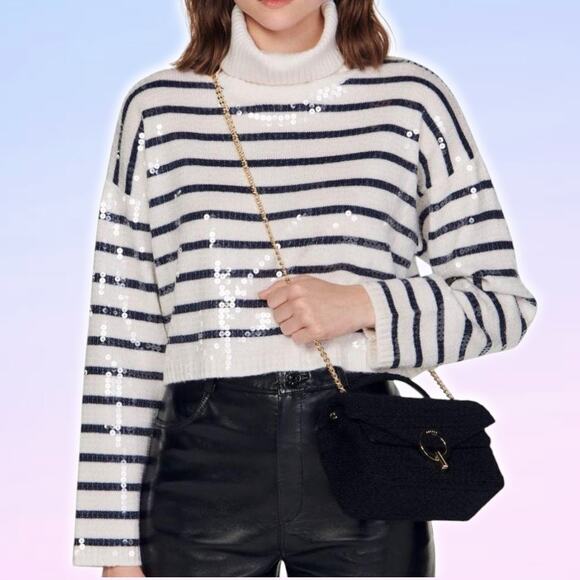 Sandro Sweaters - NWT SANDRO Ariel Sequin Striped Turtleneck Sweater Sz XS
